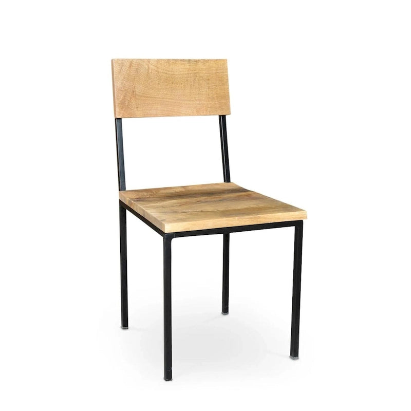 Chaise Timbergirl fabriquée à la main en bois de manguier recyclé et métal (Lot de 2) - 36H x 18W x 18L