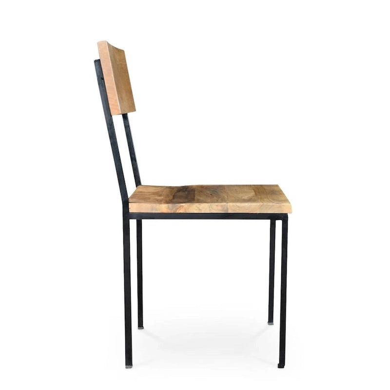 Chaise Timbergirl fabriquée à la main en bois de manguier recyclé et métal (Lot de 2) - 36H x 18W x 18L