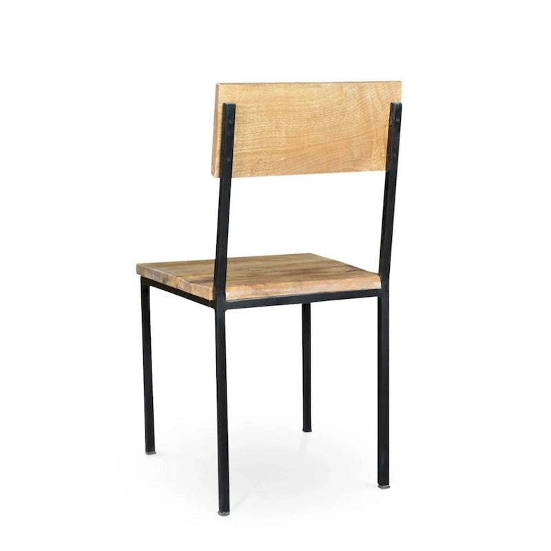 Chaise Timbergirl fabriquée à la main en bois de manguier recyclé et métal (Lot de 2) - 36H x 18W x 18L