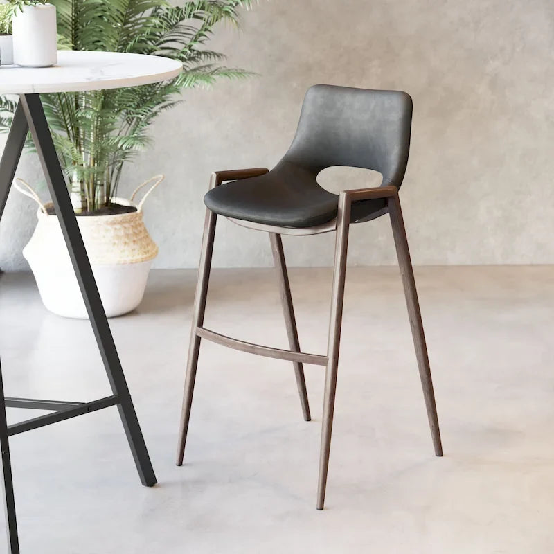 Tabouret de bar Desi noir et noyer