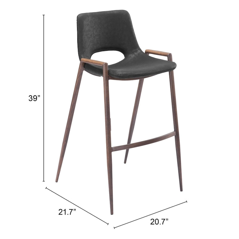 Tabouret de bar Desi noir et noyer