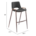 Tabouret de bar Desi noir et noyer