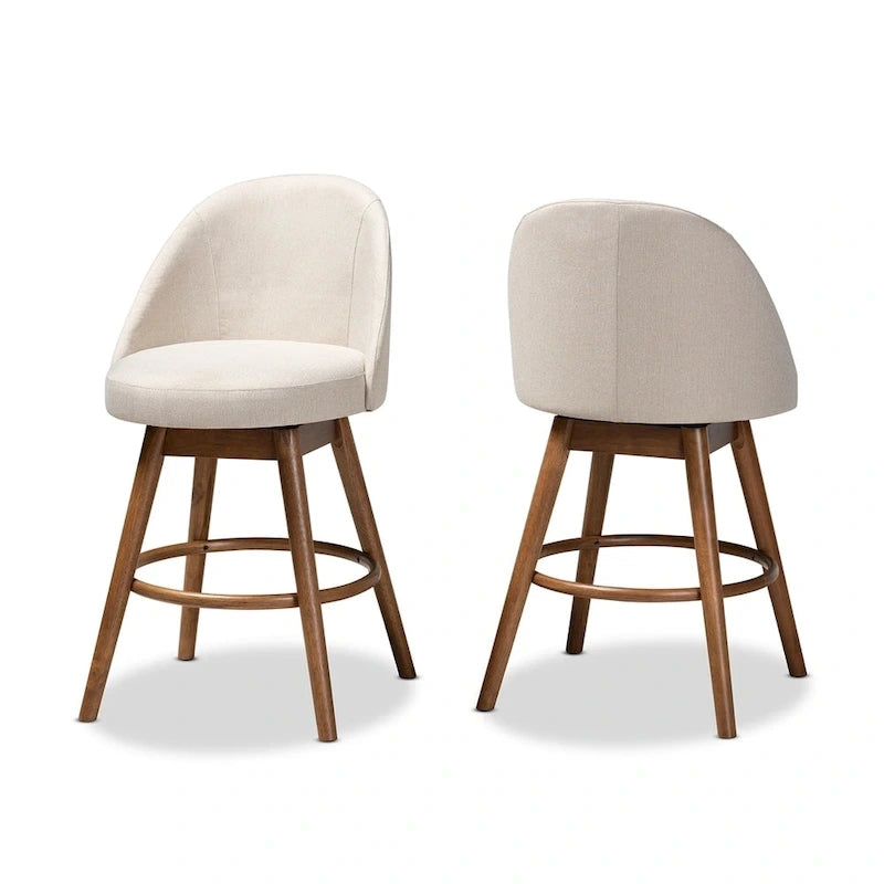 Ensemble de 2 tabourets de comptoir pivotants de style Mid-Century Modern