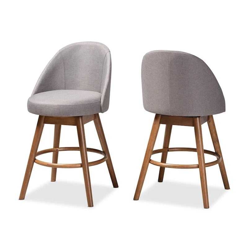 Ensemble de 2 tabourets de comptoir pivotants de style Mid-Century Modern