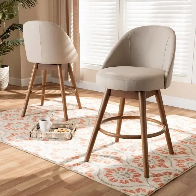 Ensemble de 2 tabourets de comptoir pivotants de style Mid-Century Modern