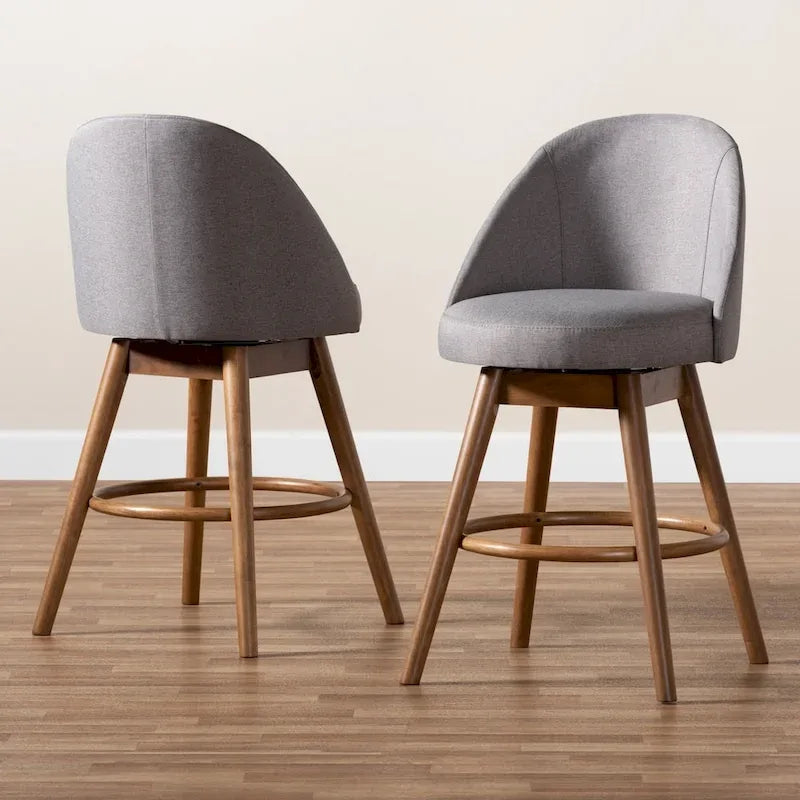 Ensemble de 2 tabourets de comptoir pivotants de style Mid-Century Modern