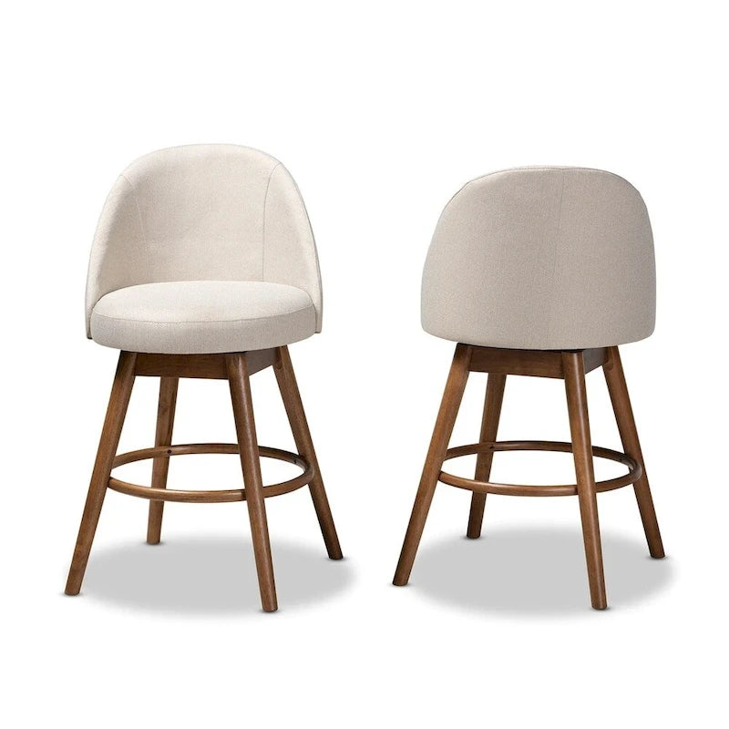 Ensemble de 2 tabourets de comptoir pivotants de style Mid-Century Modern