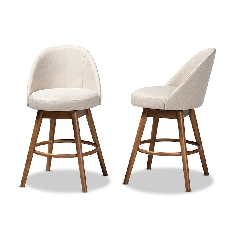 Ensemble de 2 tabourets de comptoir pivotants de style Mid-Century Modern