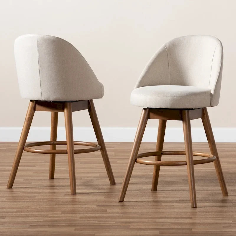 Ensemble de 2 tabourets de comptoir pivotants de style Mid-Century Modern