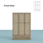 Armoire en bois au charme naturel - Design en rotin respirant Grand espace de rangement