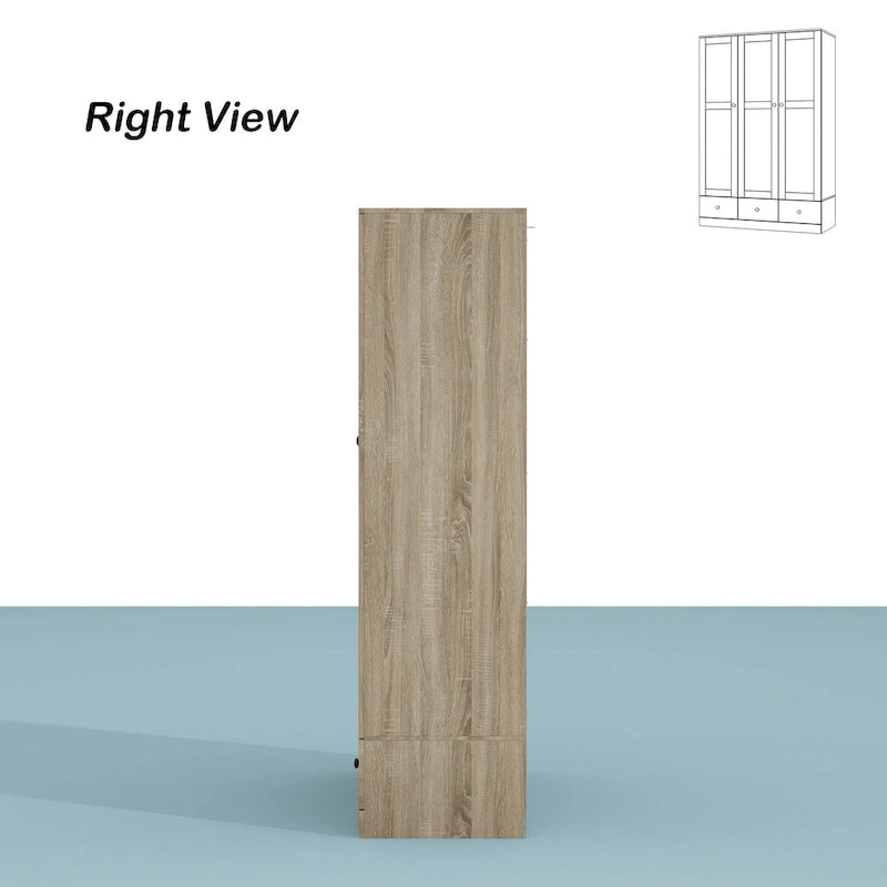 Armoire en bois au charme naturel - Design en rotin respirant Grand espace de rangement
