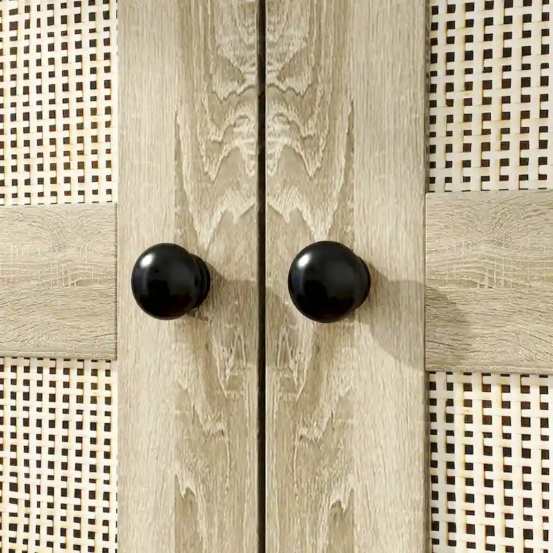 Armoire en bois au charme naturel - Design en rotin respirant Grand espace de rangement