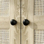 Armoire en bois au charme naturel - Design en rotin respirant Grand espace de rangement