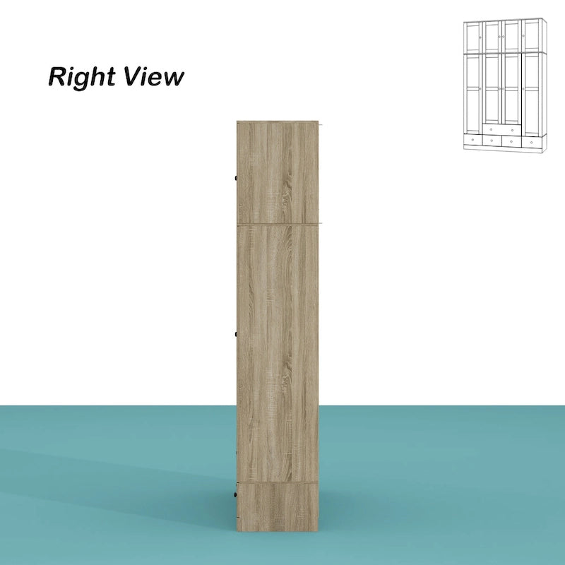Armoire en bois au charme naturel - Design en rotin respirant Grand espace de rangement
