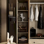Armoire en bois au charme naturel - Design en rotin respirant Grand espace de rangement
