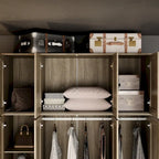 Armoire en bois au charme naturel - Design en rotin respirant Grand espace de rangement