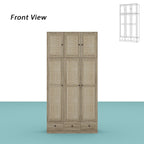 Armoire en bois au charme naturel - Design en rotin respirant Grand espace de rangement