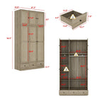 Armoire en bois au charme naturel - Design en rotin respirant Grand espace de rangement