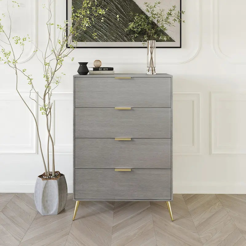 Commode contemporaine en bois à 4 tiroirs CraftPorch
