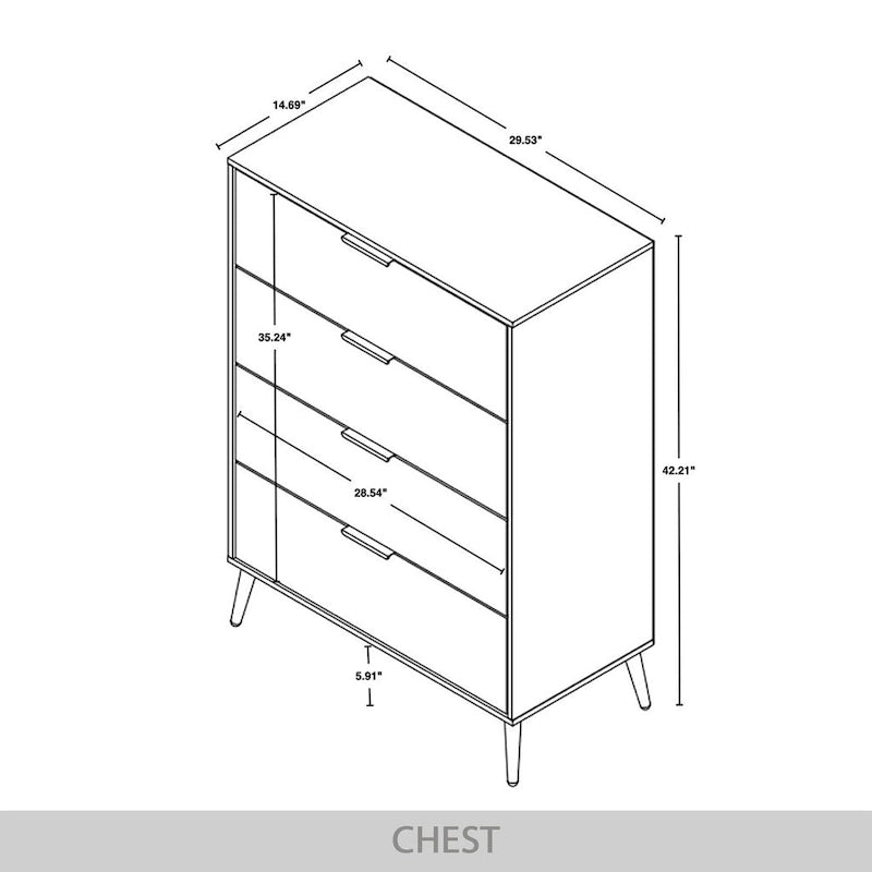 Commode contemporaine en bois à 4 tiroirs CraftPorch