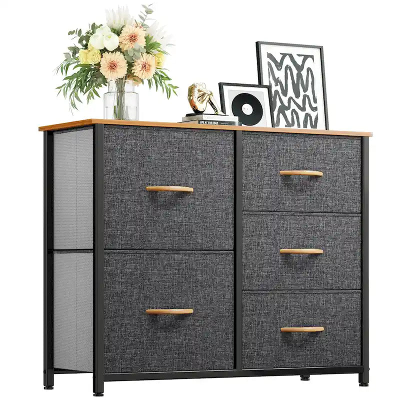 Commode de rangement à 5 tiroirs Gris