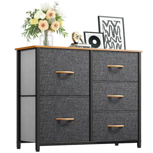 Commode de rangement à 5 tiroirs Gris