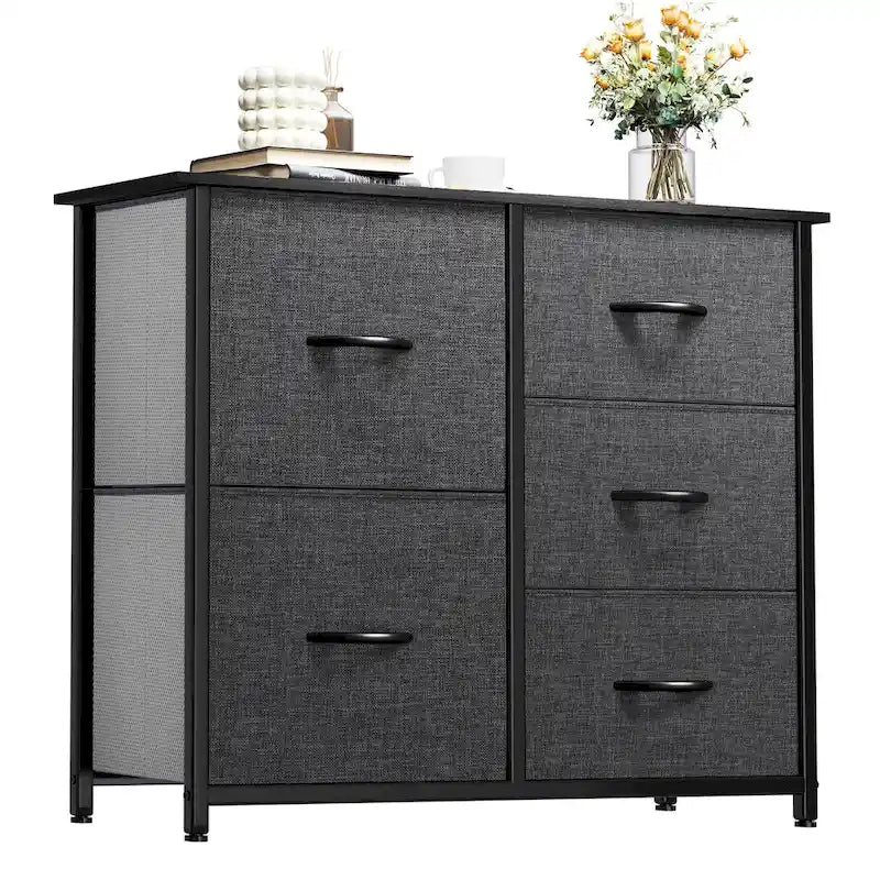 Commode de rangement à 5 tiroirs Gris