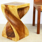 Tabouret torsadé original en bois Haussmann 12 X 12 X 20 po en chêne huilé - 12 x 12 x 20