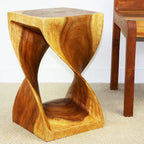 Tabouret torsadé original en bois Haussmann 12 X 12 X 20 po en chêne huilé - 12 x 12 x 20
