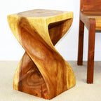 Tabouret torsadé original en bois Haussmann 12 X 12 X 20 po en chêne huilé - 12 x 12 x 20