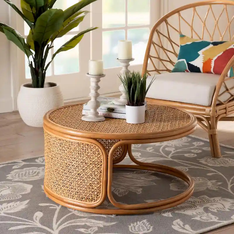 Table Basse en Rotin Eldon Bohemian Honey