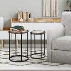 Tables d'appoint rondes Satine en métal et verre (lot de 2)