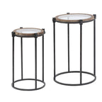 Tables d'appoint rondes Satine en métal et verre (lot de 2)