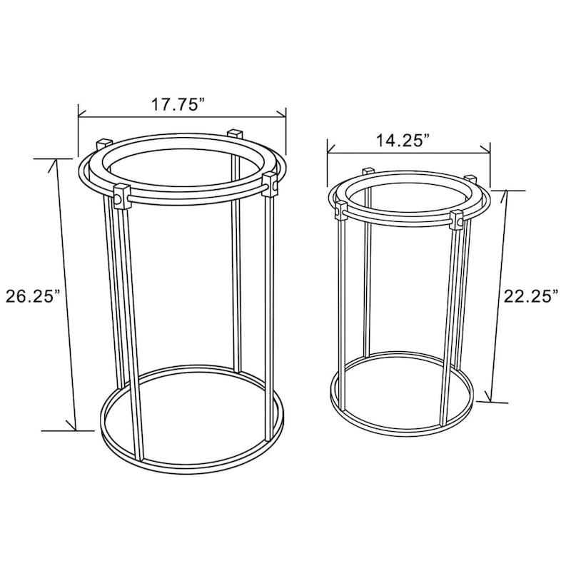 Tables d'appoint rondes Satine en métal et verre (lot de 2)