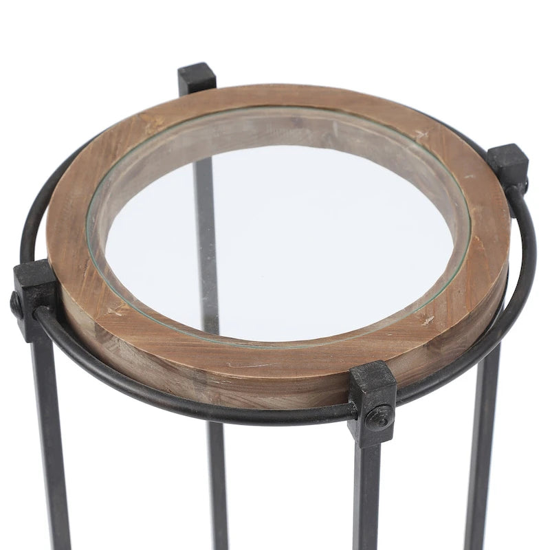 Tables d'appoint rondes Satine en métal et verre (lot de 2)