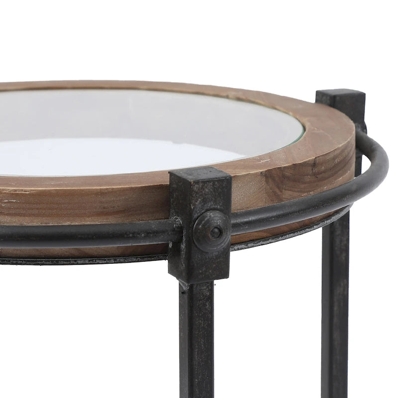 Tables d'appoint rondes Satine en métal et verre (lot de 2)