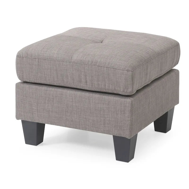 Pouf capitonné en sergé