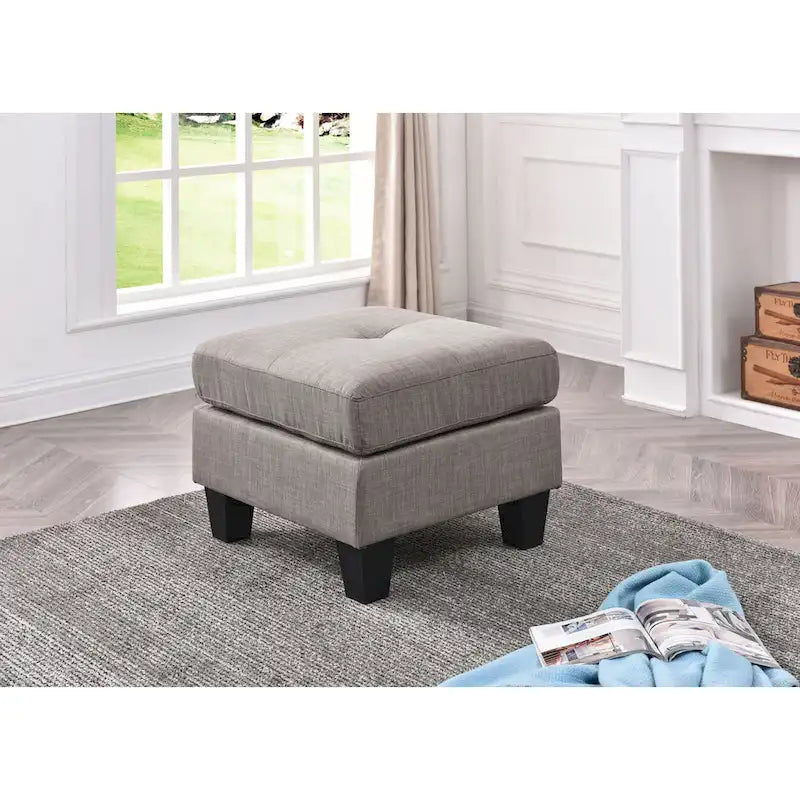 Pouf capitonné en sergé