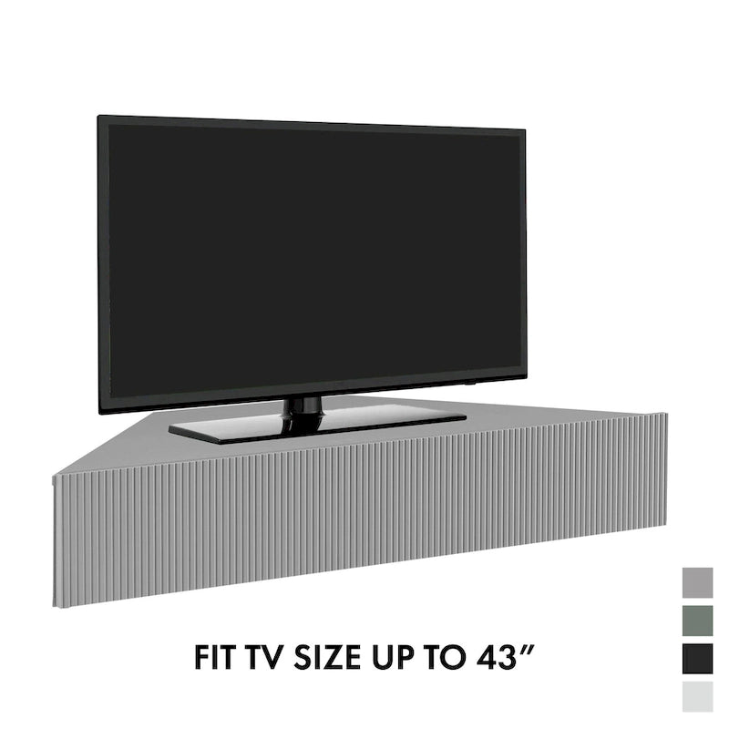 Meuble TV d'angle mural de 119 cm à 3 étagères de style transitionnel