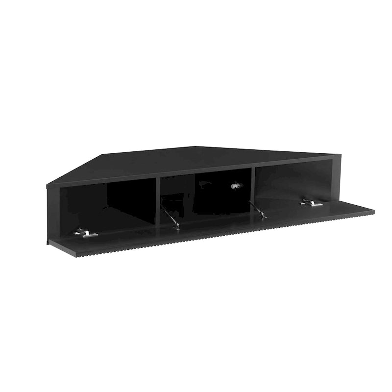 Meuble TV d'angle mural de 119 cm à 3 étagères de style transitionnel