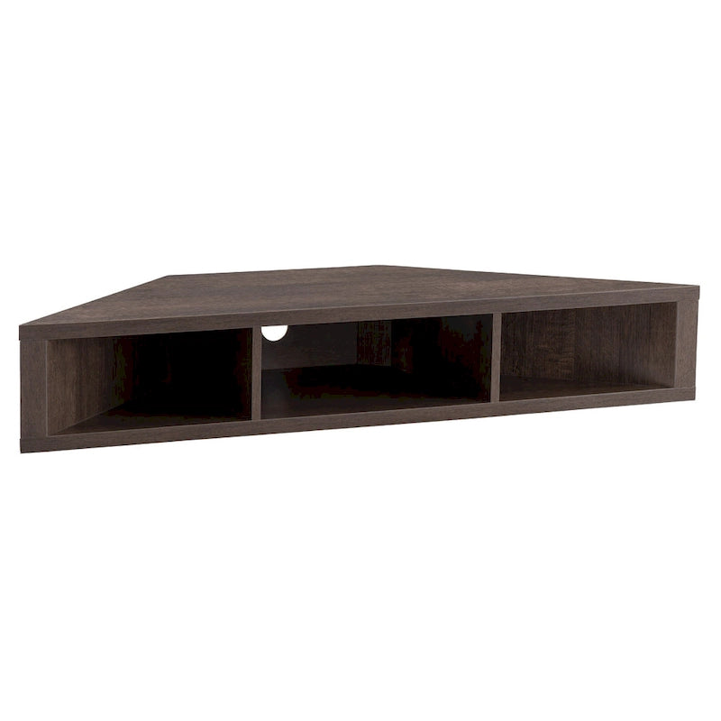 Meuble TV d'angle mural de 119 cm à 3 étagères de style transitionnel