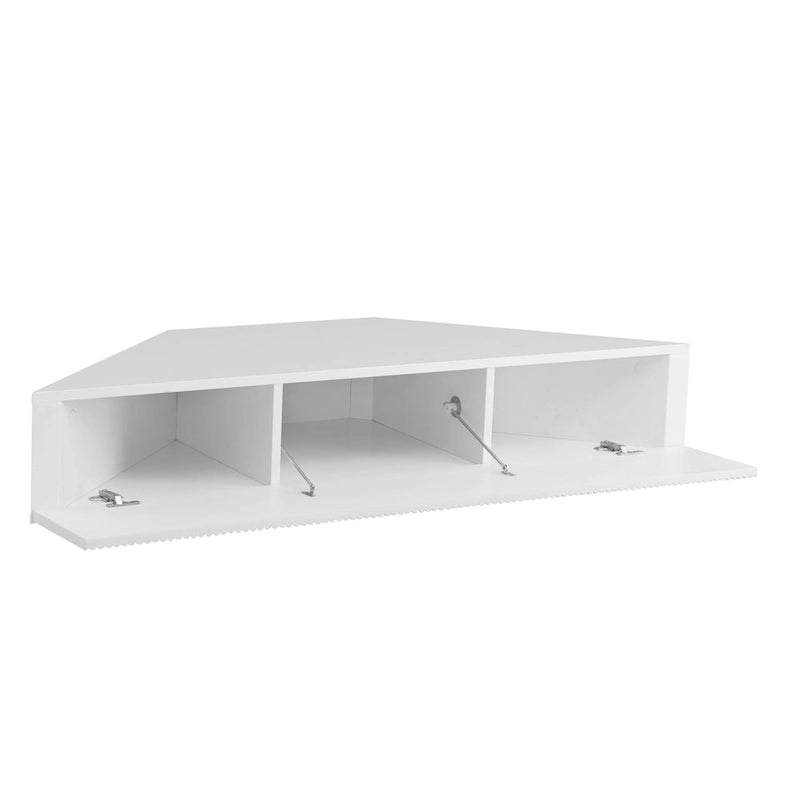 Meuble TV d'angle mural de 119 cm à 3 étagères de style transitionnel