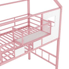 Lit mezzanine métallique de taille double avec toit et boîte de rangement