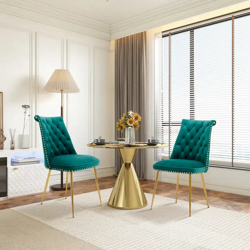 Clihome Chaises de salle à manger modernes rembourrées en velours (Lot de 2)