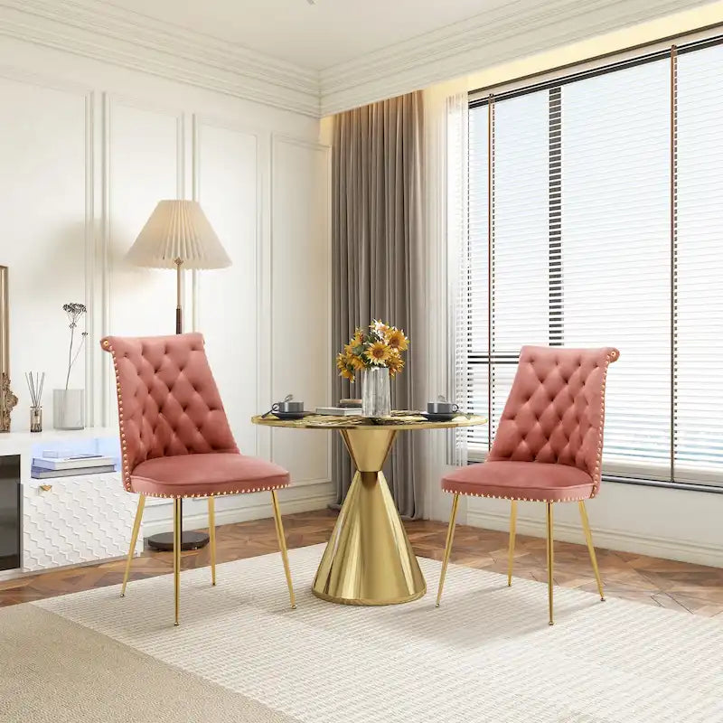 Clihome Chaises de salle à manger modernes rembourrées en velours (Lot de 2)