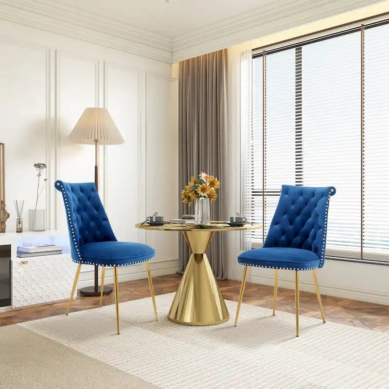 Clihome Chaises de salle à manger modernes rembourrées en velours (Lot de 2)