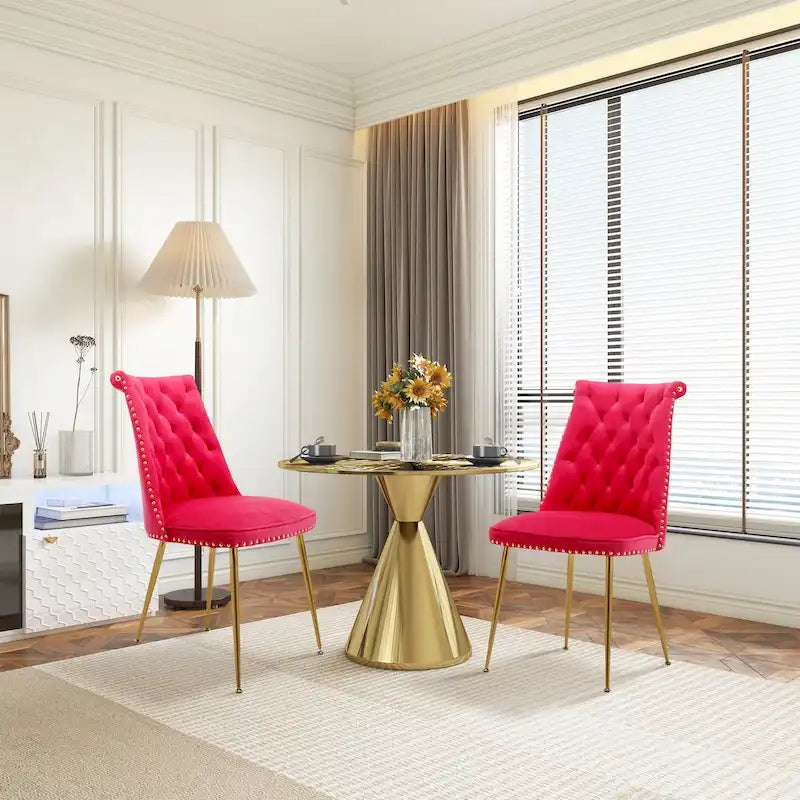 Clihome Chaises de salle à manger modernes rembourrées en velours (Lot de 2)