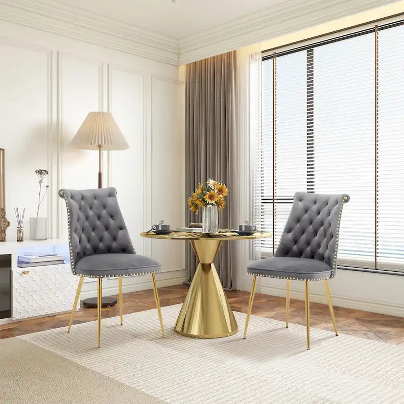 Clihome Chaises de salle à manger modernes rembourrées en velours (Lot de 2)