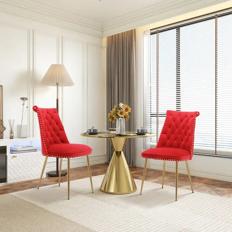Clihome Chaises de salle à manger modernes rembourrées en velours (Lot de 2)