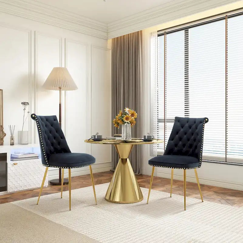 Clihome Chaises de salle à manger modernes rembourrées en velours (Lot de 2)